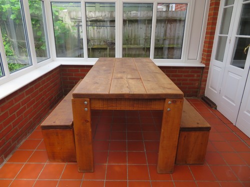 Rustic solid wood dining table - dining,