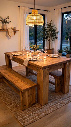 Rustic solid wood rectangular - solid,