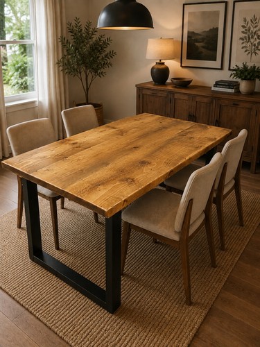 Solid wood rustic dining table - solid,